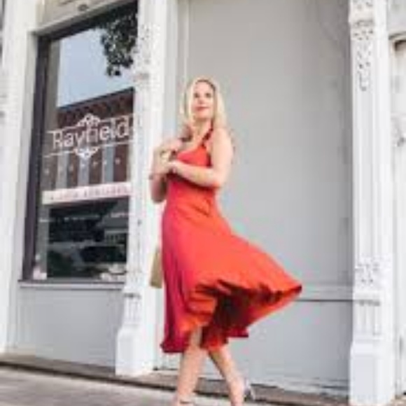 NEW Reformation Eda Ruffle Strap Dress Cherry Red - Picture 5 of 7